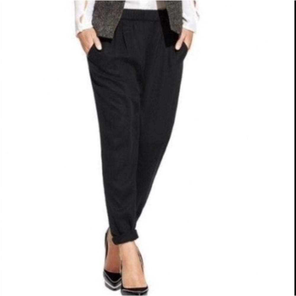 M CAbi Bianca washed black tapered drawstring pull on pants